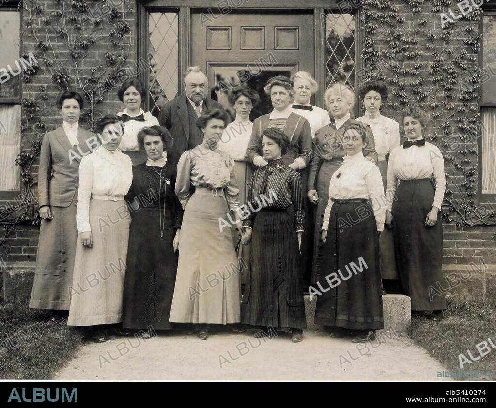 Top row from left to right: Margaret Harwoody, Mollie O'Reilly, Edward Pickering, Edith Gill, Annie Jump Cannon, behind Cannon, Evelyn Leland, Florence Cushman, behind Cushman Marion Whyte. Bottom row from right to left: Grace Brooks, Arville Walker,  Johanna Mackie, in front of Pickering Alta Carpenter, Mabel Gill, and Ida Woods. Edward Pickering (director of the Harvard Observatory from 1877 to 1919) decided to hire women as skilled workers to process astronomical data. This staff came to be known as Pickering's Harem. The first woman hired was Williamina Fleming, who was working as a maid for Pickering. It seems that Pickering was increasingly frustrated with his male assistants and declared that even his maid could do a better job. Apparently he was not mistaken, as Fleming undertook her assigned chores efficiently. When the Harvard Observatory received in 1886 a generous donation from the widow of Henry Draper, Pickering decided to hire more female staff and put Fleming in charge of them. They usually earned between 25 and 50 cents per hour, more than a factory worker but less than a clerical one. Harvard University Archives.