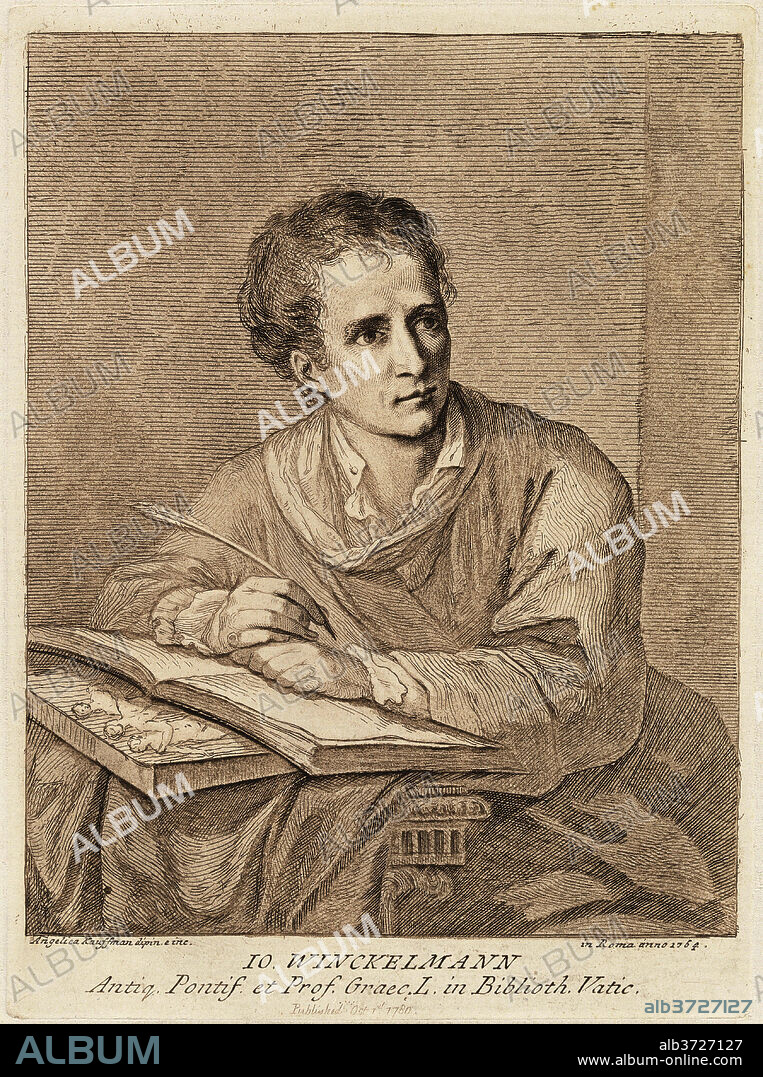 ANGELICA KAUFFMANN. Johann Winckelmann. Dated: 1780. Dimensions: plate: 21.6 x 15.9 cm (8 1/2 x 6 1/4 in.)  sheet: 52.3 x 36.3 cm (20 9/16 x 14 5/16 in.). Medium: engraving and etching in brown on laid paper.
