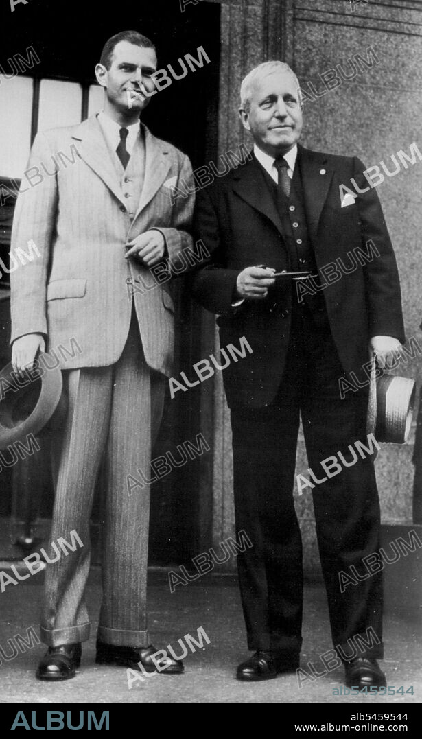 Alger Hiss (left),former State Department official accused of perjury, and his attorney, Lloyd Paul Stryker, arrive at Federal Courthouse here today for the opening of Hiss trial. Hiss Is accused of having lied in denying before a federal spy hunting grand Jury that he gave secret State Department papers to Whittaker Chambers, After Six postponements the trial got under way at noon. May 31, 1949. (Photo by AP Wirephoto).
