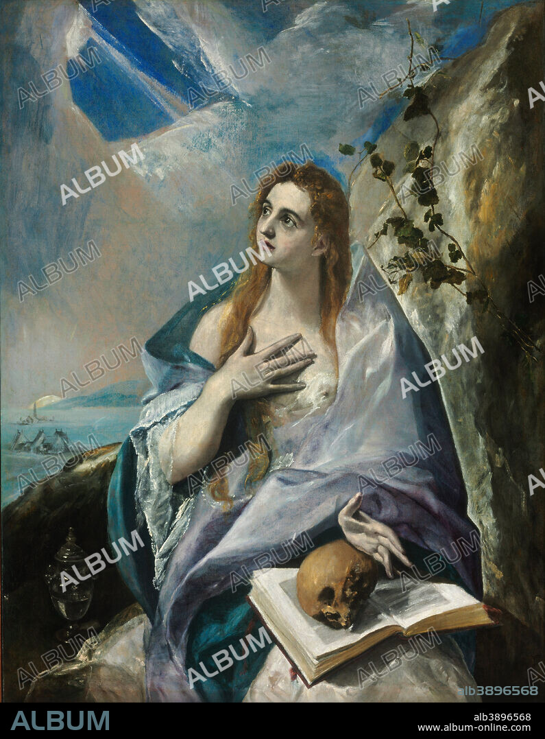 EL GRECO. The Penitent Mary Magdalene. Date/Period: Between 1576 and 1578. Painting. Oil on canvas. Height: 156.5 cm (61.6 in); Width: 121 cm (47.6 in).