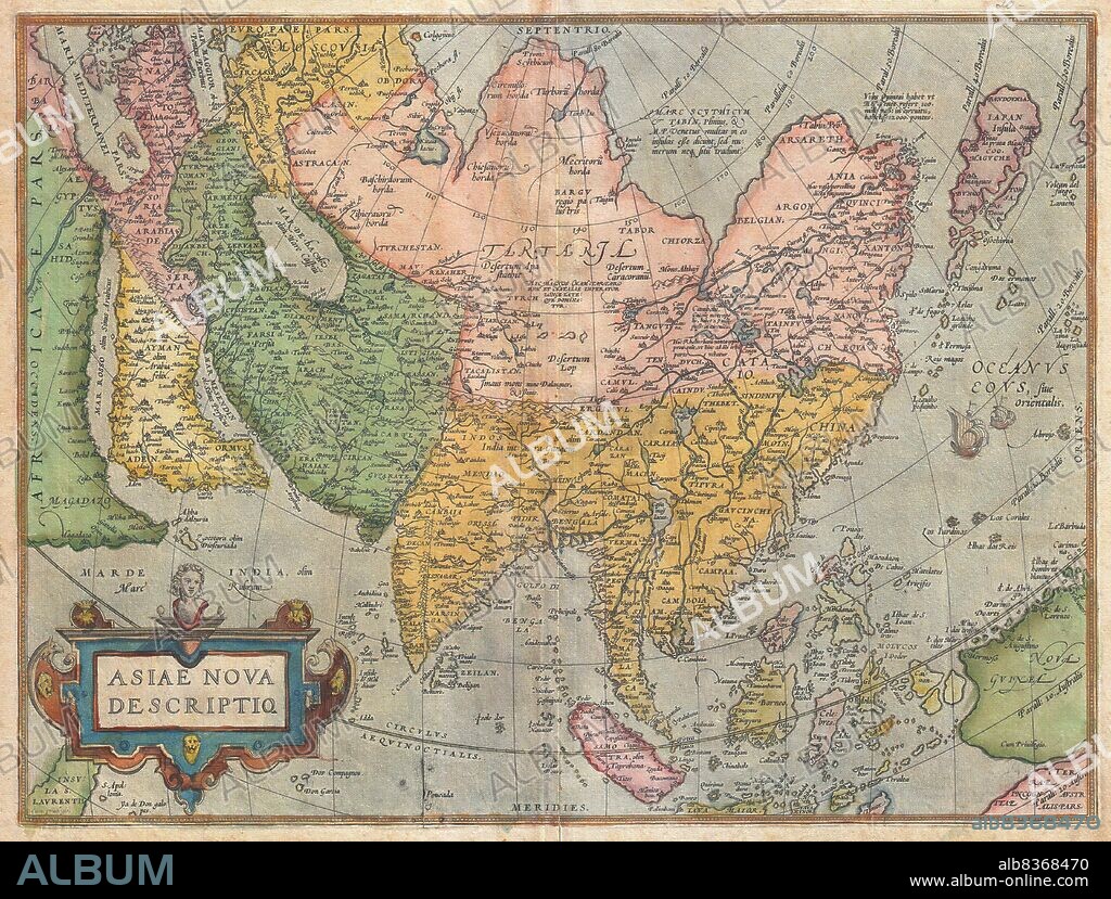 Abraham Ortelius (1527-1598) was a Brabantian cartographer and geographer, conventially known as the creator of the first modern atlas, the 'Theatrum Orbis Terrarum' (Theatre of the World). He was one of the most notable figures in the Dutch school of cartography during their golden age (roughly 1570s-1670s), his publishing of his atlas in 1570 being seen as its official beginning.