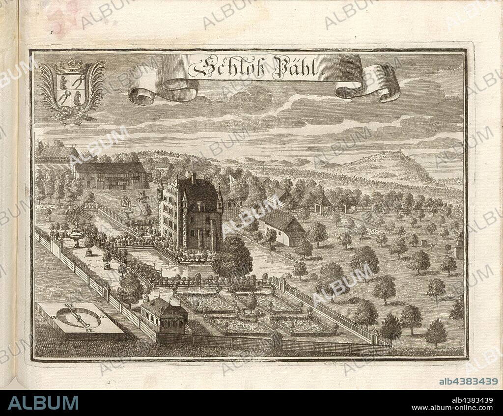 Schloss Pähl, Lower Castle in Pähl in Bavaria (Germany), Fig. 231, p. 122, Wening, Michael (del. et sc.), 1701, Michael Wening: Historico-topographica descriptio. Das ist: Beschreibung, dess Churfürsten- und Hertzogthumbs Ober- und Nidern Bayrn, welches in vier Theil oder Rennt-Aembter, als Oberlands München und Burgkhausen, Underlands aber in Landshuet unnd Straubing abgetheilt ist [...]. Thail 1. München: bey Johann Lucas Straub, gem: lobl. Landtschafft Buchtruckern, anno M.DCCI. [1701].