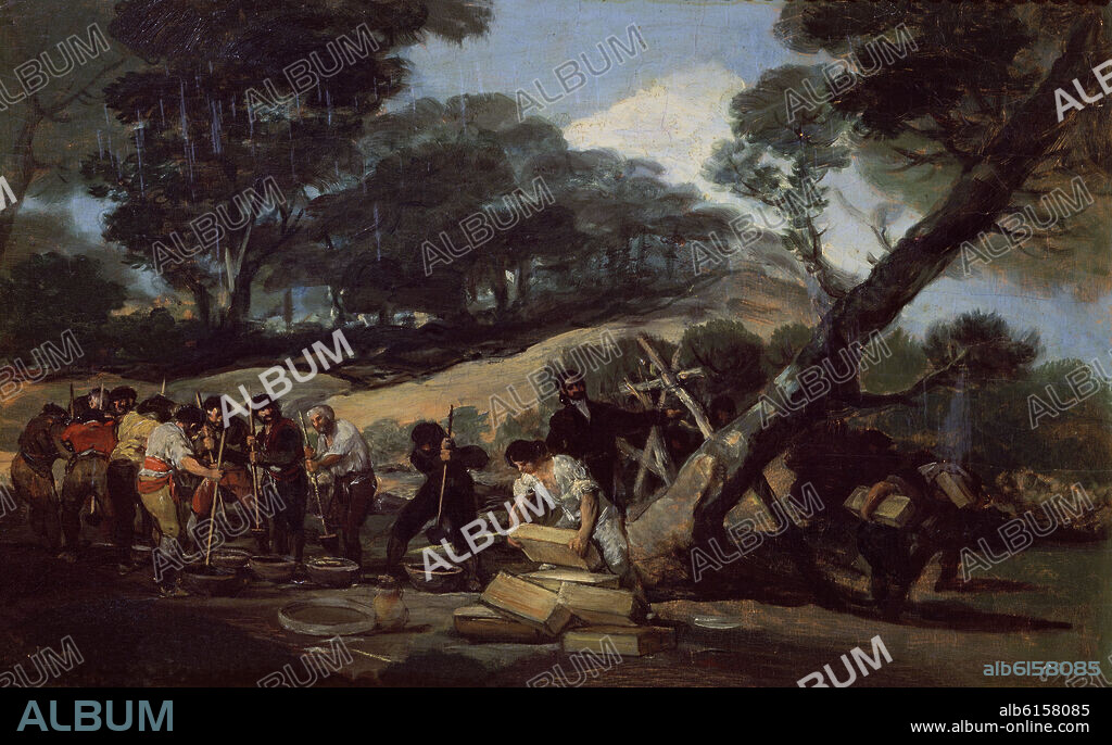 FRANCISCO DE GOYA. FABRICACION DE POLVORA - 1810/1814 - O/T 32x52.