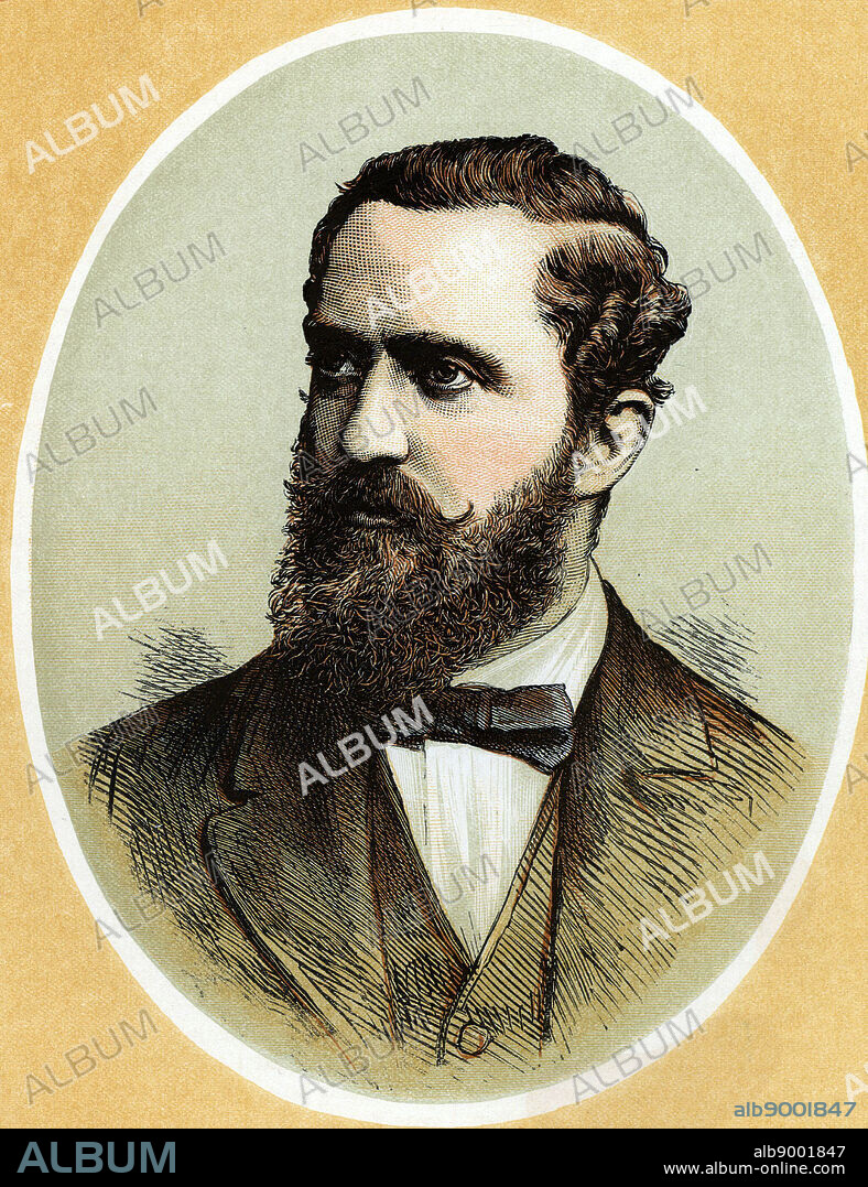 Frederick Arthur Stanley (1841-1908) 16th Earl of Derby, English Conservative politician. Known as Frederick Stanley until 1886 when he was created Baron Stanley of Preston, and Earl of Derby after the death of his older brother in 1893. Secretary of State for the Colonies (1885-1886). Governor General of Canada (1888-1893). Colour-printed wood engraving.