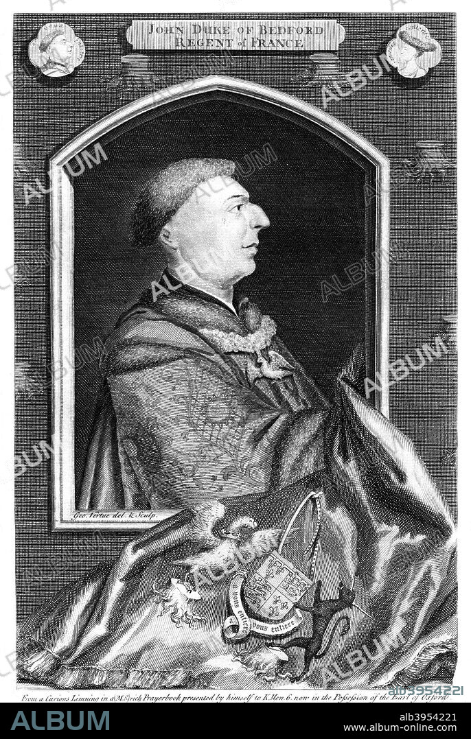 John of Lancaster, 1st Duke of Bedford, (18th century). The third surviving son of Henry IV, John of Lancaster (1389-1435) governed England as regent for his nephew Henry VI from 1422 until 1437. He fought against the French and had Joan of Arc burned at the stake in 1431. He was an important commissioner of illuminated manuscripts, notably the Bedford Hours.