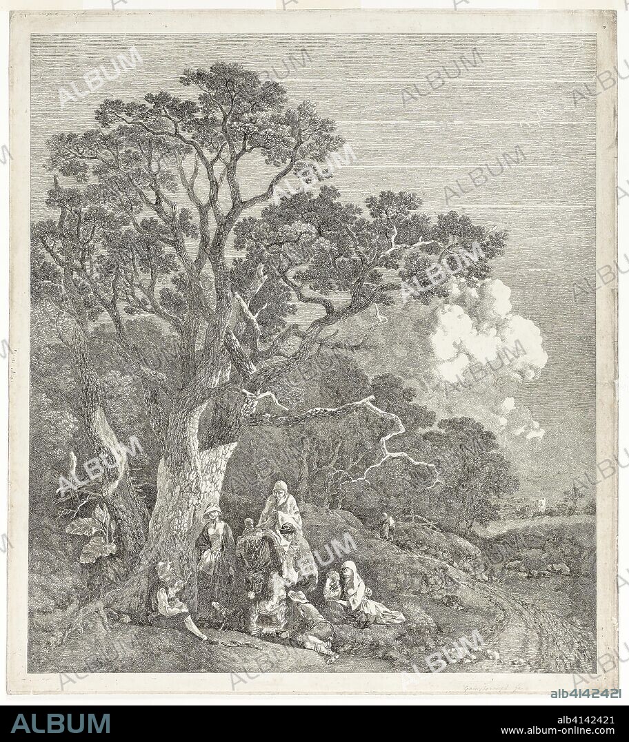 Wooded Landscape with Gypsies Gathered Round a Fire. Thomas Gainsborough; English, 1727-1788. Date: 1752-1754. Dimensions: 471 x 419 mm (image); 505 x 450 mm (sheet). Etching on ivory wove paper. Origin: United Kingdom.