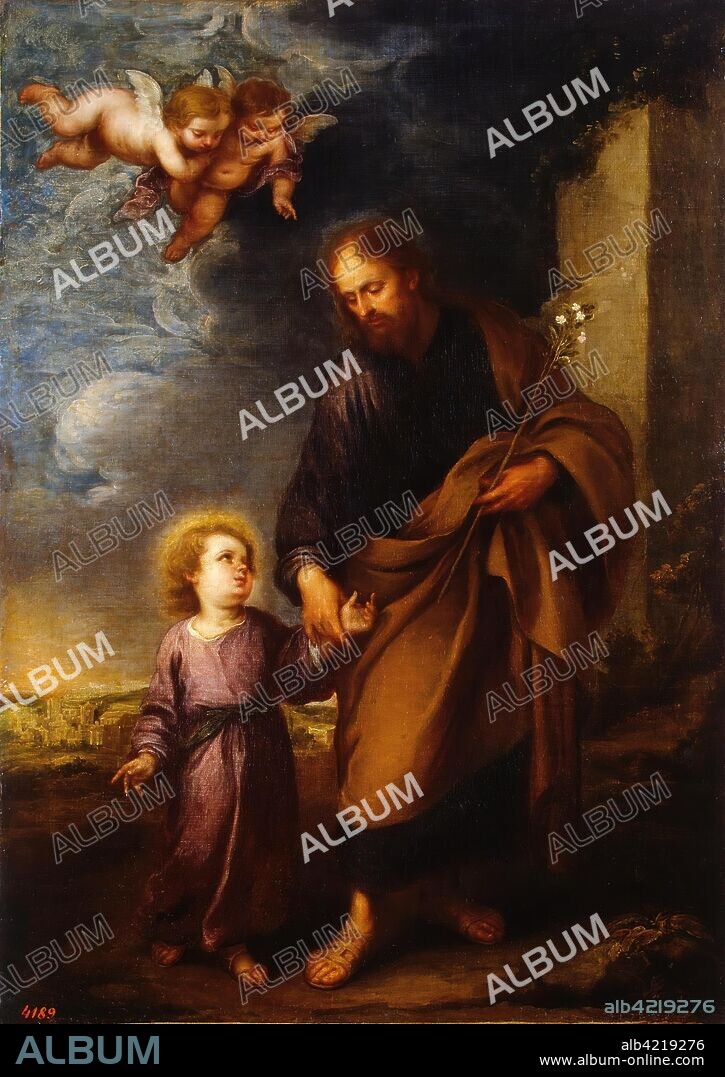 BARTOLOME ESTEBAN MURILLO. 'St Joseph Leading the Christ Child'. Spain, 1670s. Dimensions: 73x52 cm.