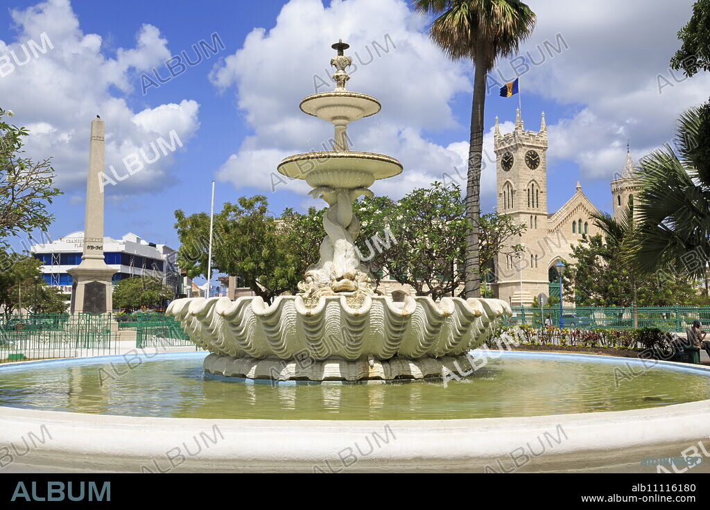 Fountain in National Heroes Square, Bridgetown, Barbados, West Indies, Caribbean, Central America.