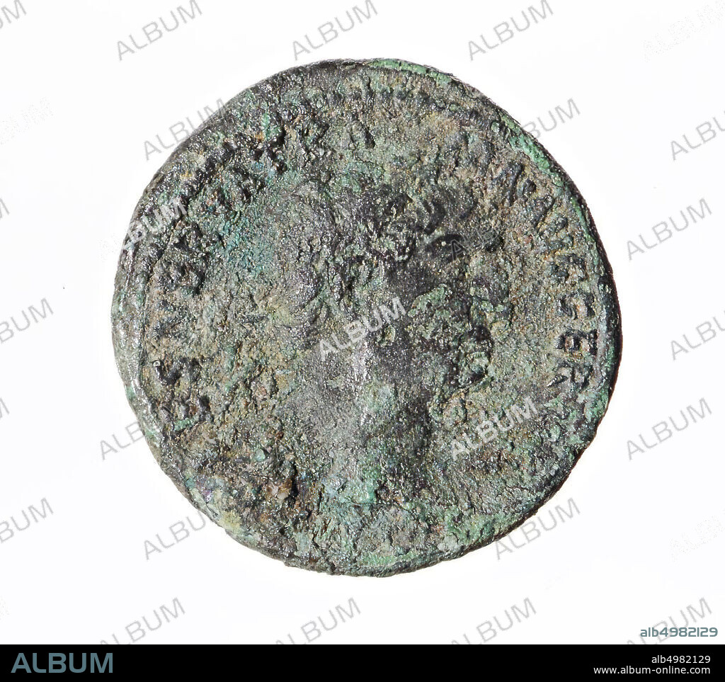 Vz: laurelled head n.r., IMP CAES NERVA TRA-IAN AUG GERM PM, Kz: Victoria with shield between S-C, TR POT COS IIII PP, coin, axle, Trajan, metal, copper, Diam. 28 mm, wt. 9.92 gr, roman 101-102, the Netherlands, Gelderland, Nijmegen, Nijmegen.