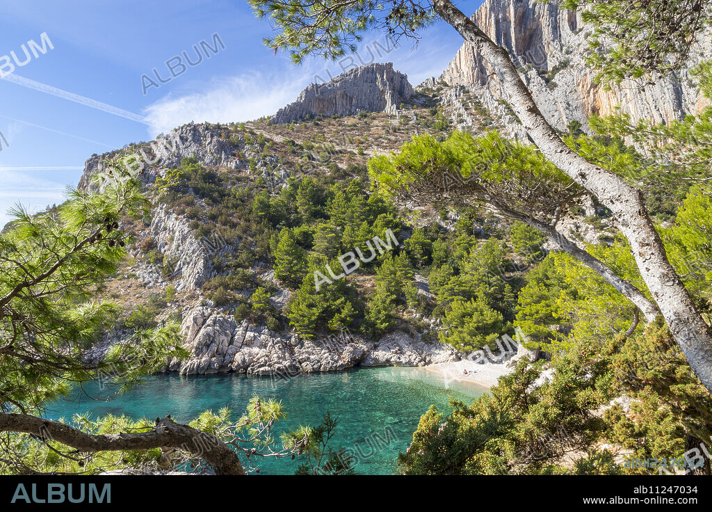 Elevated view over Lucisca Beach near Sveta Nedjelja on Hvar Island, Croatia, Europe.