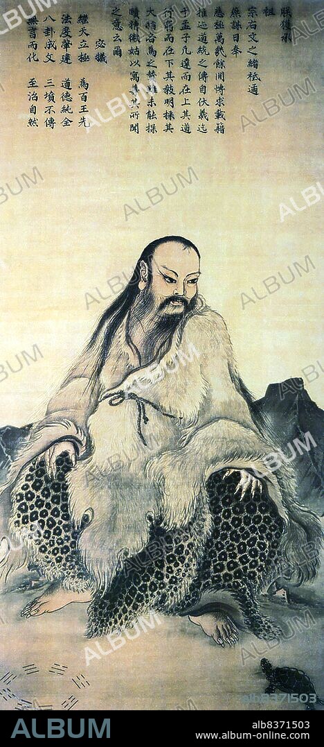 Fuxi, alongside his wife/sister Nuwa, was an important deity in Chinese mythology and folk religion. Like his sister, he is often depicted with serpentine qualities, sometimes with the upper body of a man and the lower body of a snake or just a human head on a snake's body. He is counted as the first of the Three Sovereigns at the beginning of the Chinese dynastic period.<br/><br/>. After Pangu created the universe and the world, he birthed a powerful being known as Hua Hsu, who in turn birthed the twins Fuxi and Nuwa. They were said to be the 'original humans', and together they forged humanity out of clay. They subsequently became two of the Three Emperors in the early patriarchal society in China (c. 2,600 BCE). Fuxi also invented hunting, fishing and cooking, teaching these skills to humanity, as well as creating the Cangjie system of writing and marriage rituals.<br/><br/>. Fuxi is still considered to this day as one of the most important primogenitors of Chinese civilisation and culture, and is considered the originator of the 'I Ching'. Fuxi was said to have died after living for 197 years in a place called Chen (modern Huaiyang), where there is now a monument to him which has become a popular tourist attraction.
