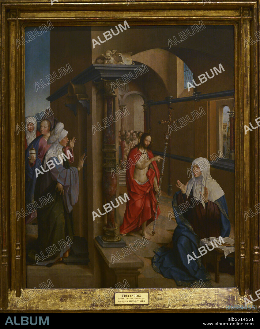 FREI CARLOS. PORTUGUESE RENAISSANCE PAINTER. ACTIVE FROM 1517 TO 1540.. Frei Carlos. Portuguese Renaissance painter, active between 1517 and 1540. "Christ Appearing to the Virgin", 1529. Oil on oak panel. From the Monastery of Esphinheiro, Evora, Portugal. National Museum of Ancient Art. Lisbon, Portugal.