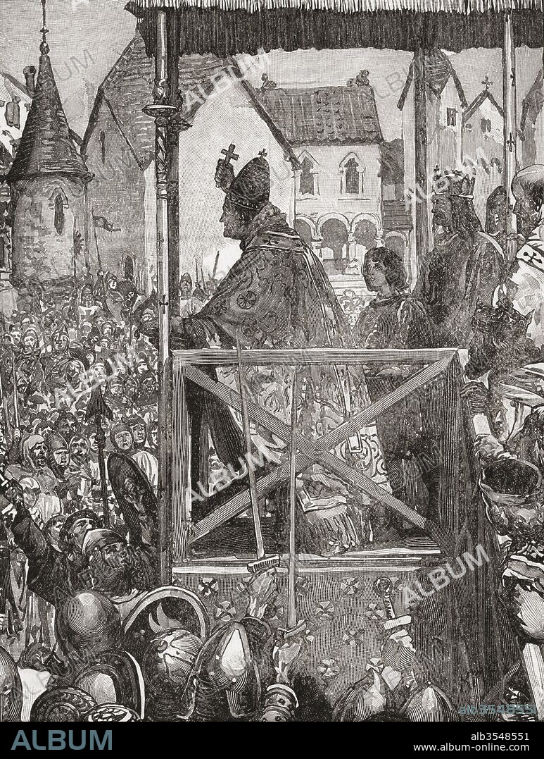 Pope Urban II preaching the First Crusade in the market place of Clermont, France in the 11th century. Pope Urban II, c. 1042 –1099, born Otho de Lagery (alternatively Otto, Odo, or Eudes). From Cassell's History of England, published c.1901.