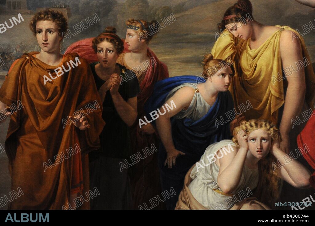 Rafael Tegeo (1798-1856). Pintor español. Antíloco lleva a Aquiles la noticia del combate sobre el cadáver de Patroclo, 1831. Detalle. Madrid, España. Colección de José Antonio de Urbina.