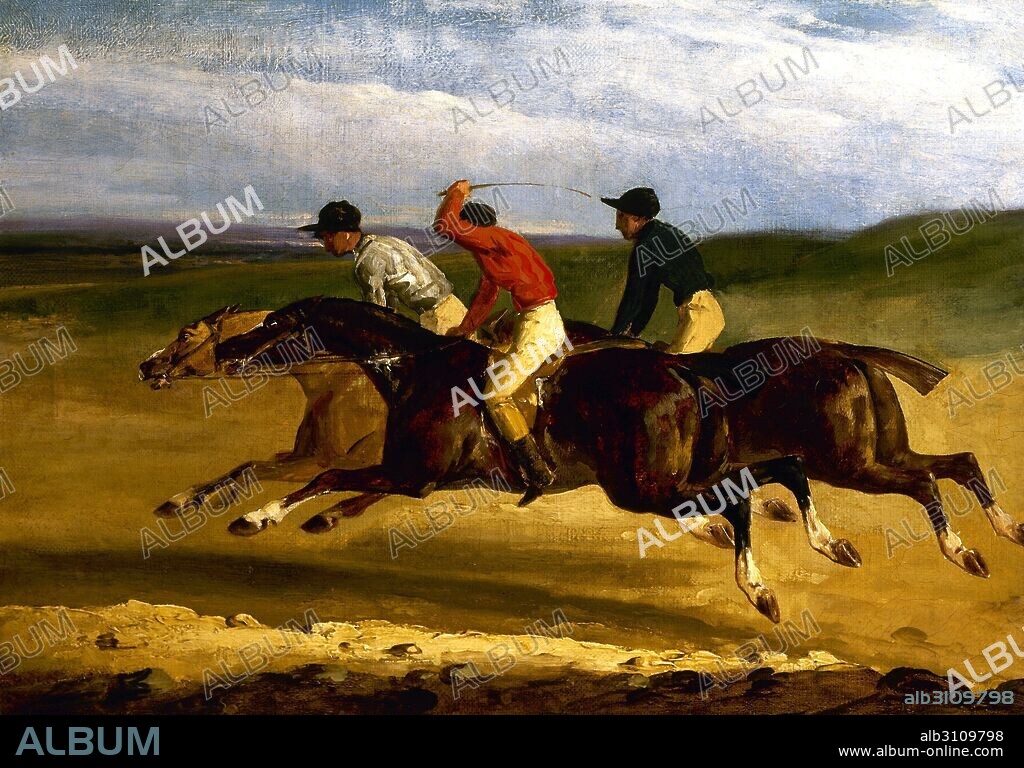 THÉODORE GÉRICAULT. Carrera de caballos en Epsom (boceto preparatorio).