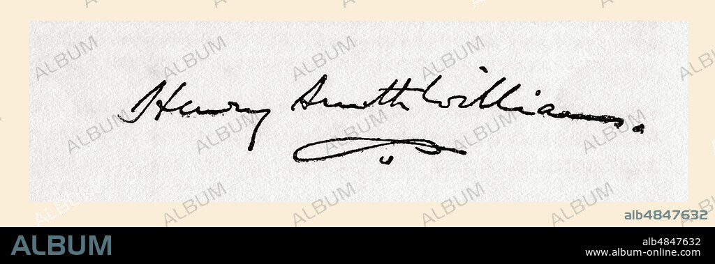 Signature of Henry Smith Williams, 1863 - 1943. American medical doctor, lawyer, and author.  From International Library of Famous Literature, published c.1900.