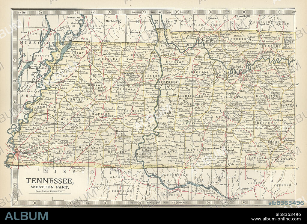 Map of western Tennessee.