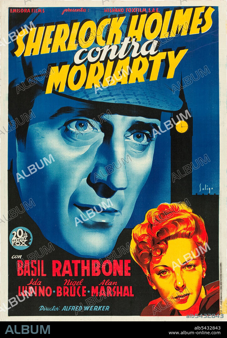 BASIL RATHBONE en SHERLOCK HOLMES CONTRA MORIARTY, 1939 (THE ADVENTURES OF SHERLOCK HOLMES), dirigida por ALFRED L. WERKER. Copyright 20TH CENTURY FOX.