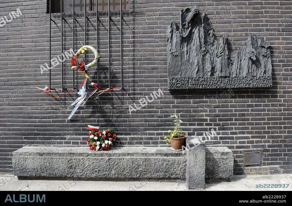 Poland. Krakow. Gestapo Museum. Memorial dedicated to the victims. Facade of the museum.