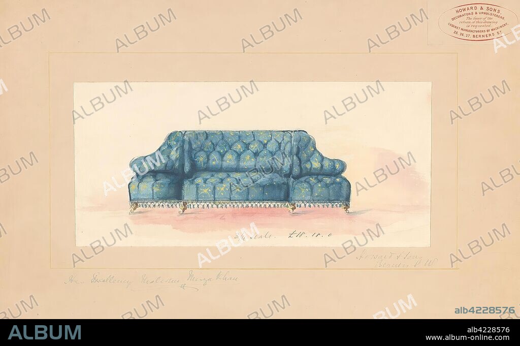 'Confidante Sofa'. Howard & Sons Ltd. Great Britain, London, Second half of the 19th century. Dimensions: 11,5x27,5 cm.