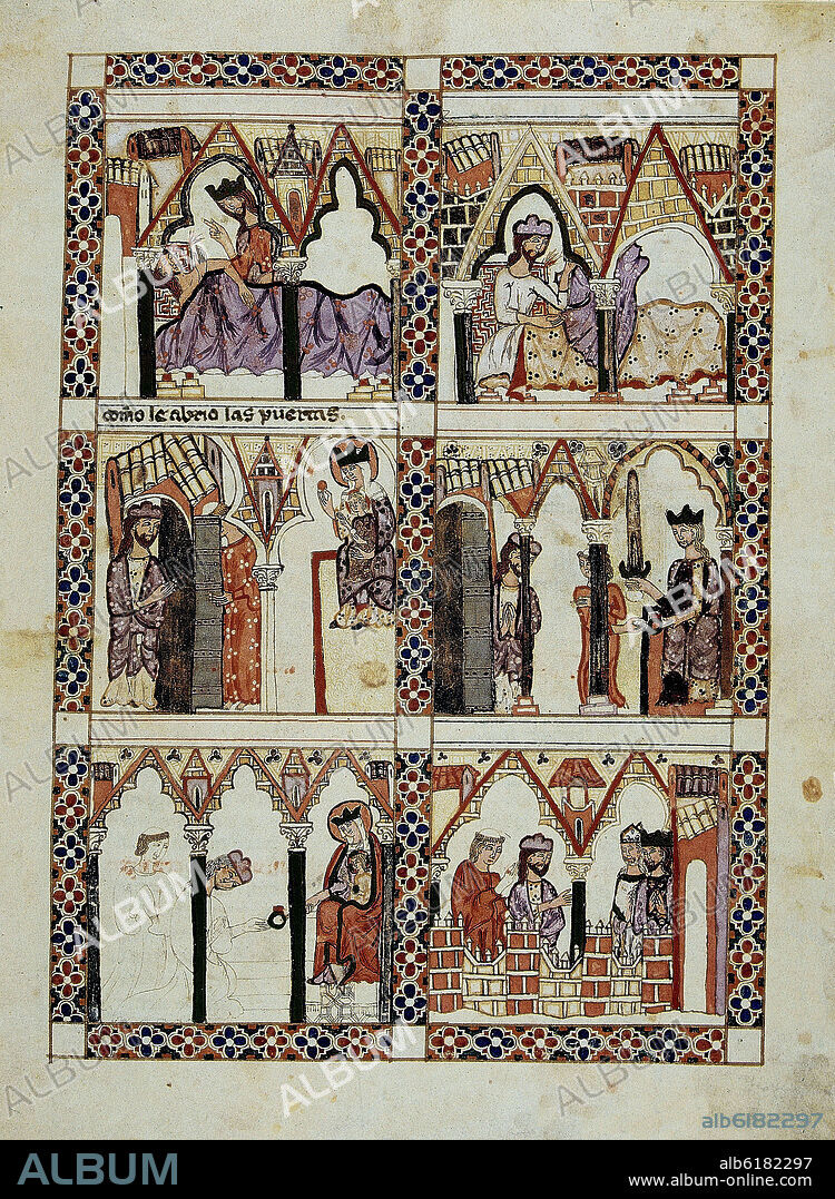 ALFONSO X DE CASTILLA EL SABIO. CANTIGA STA Mª Nº292-F12R-REY FERNANDO SE APARECE AL TESORERO DE SEVILLA PARA DAR ANILLO A LA VIRGEN.
