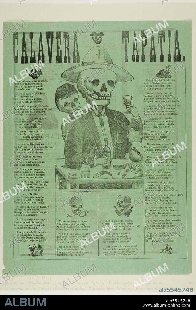 JOSE GUADALUPE POSADA y MANUEL MANILLA. Calavera Tapatia, n.d.