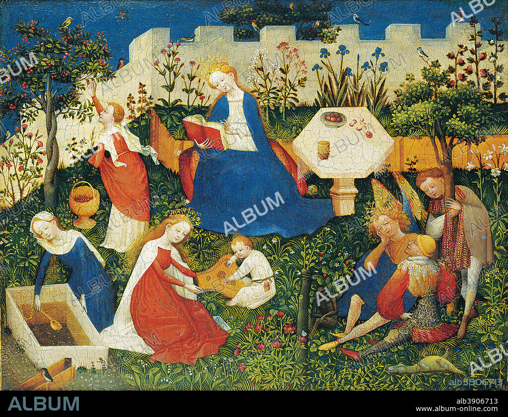 UPPER RHENISH MASTER. Little Garden of Paradise. Date/Period: Between ca. 1410 and ca. 1420. Painting. Tempera on wood. Height: 26.3 cm (10.3 in); Width: 33.4 cm (13.1 in).