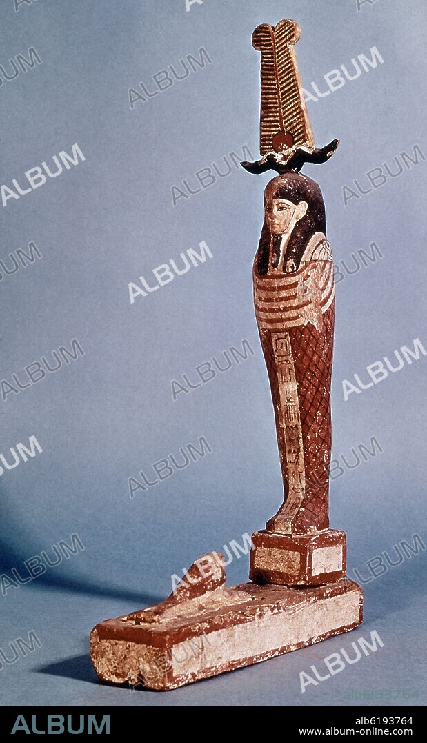 ESTATUILLA DE PTAH-SOKARIS-OSIRIS - 664-342 AC - ARTE EGIPCIO - MADERA PINTADA - 59x11,5 cm.