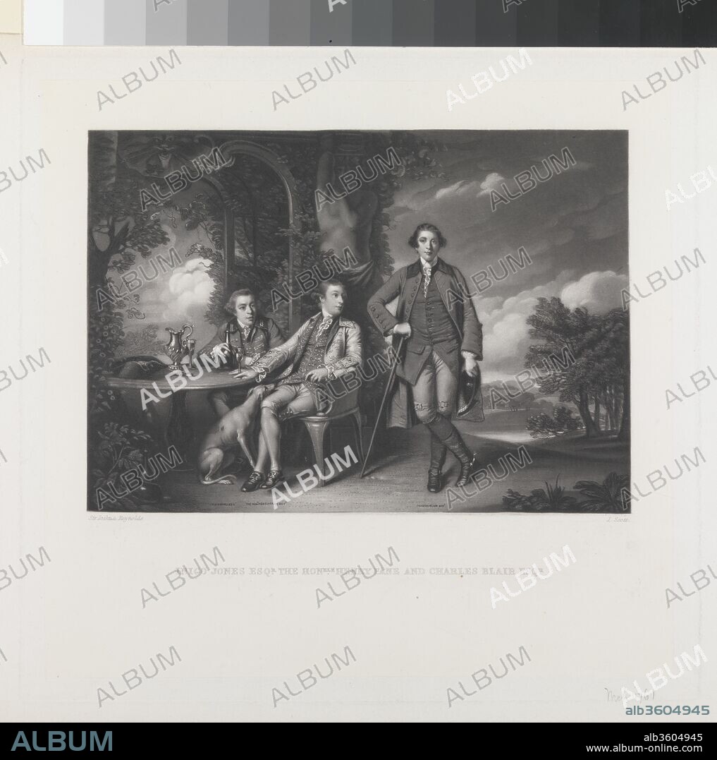 Inigo Jones Esq., The Honorable Henry Fane, and Charles Blair Esq. Artist: After Sir Joshua Reynolds (British, Plympton 1723-1792 London). Dimensions: plate: 10 7/8 x 11 7/16 in. (27.7 x 29.1 cm)
sheet: 11 7/8 x 16 3/16 in. (30.2 x 41.1 cm). Engraver: James Scott (British, London 1809-1899). Publisher: Henry Graves & Company (London). Date: 1824-99.