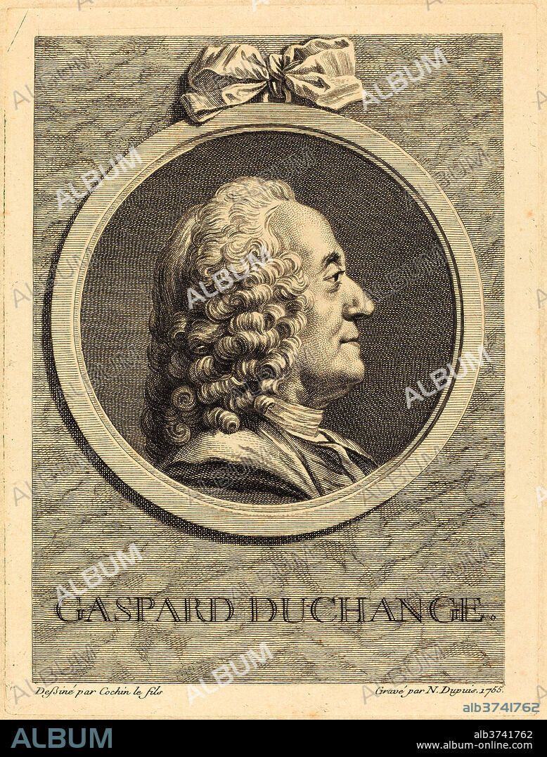 NICOLAS-GABRIEL DUPUIS AFTER CHARLES-NICOLAS COCHIN II. Gaspard Duchange. Dated: 1755. Dimensions: plate: 19.5 x 14.5 cm (7 11/16 x 5 11/16 in.)  sheet: 34.5 x 25 cm (13 9/16 x 9 13/16 in.). Medium: engraving and etching on laid paper.