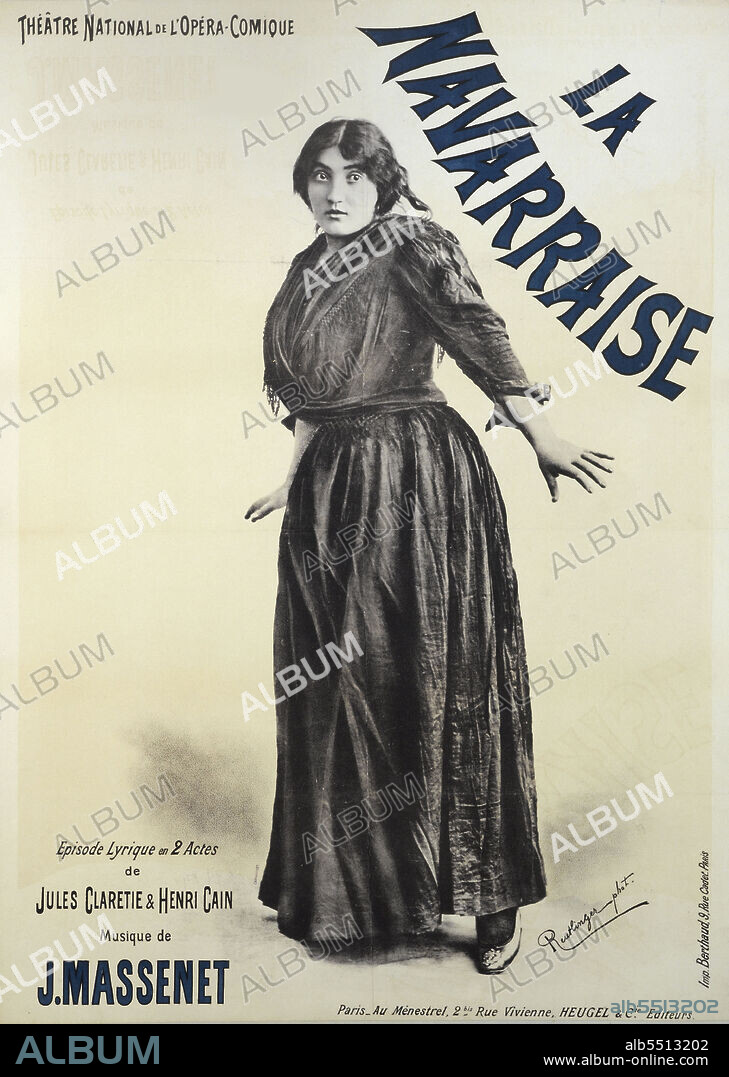 LéOPOLD-ÉMILE REUTLINGER. Poster for the premiere of the Opera La Navarraise by Jules Massenet.