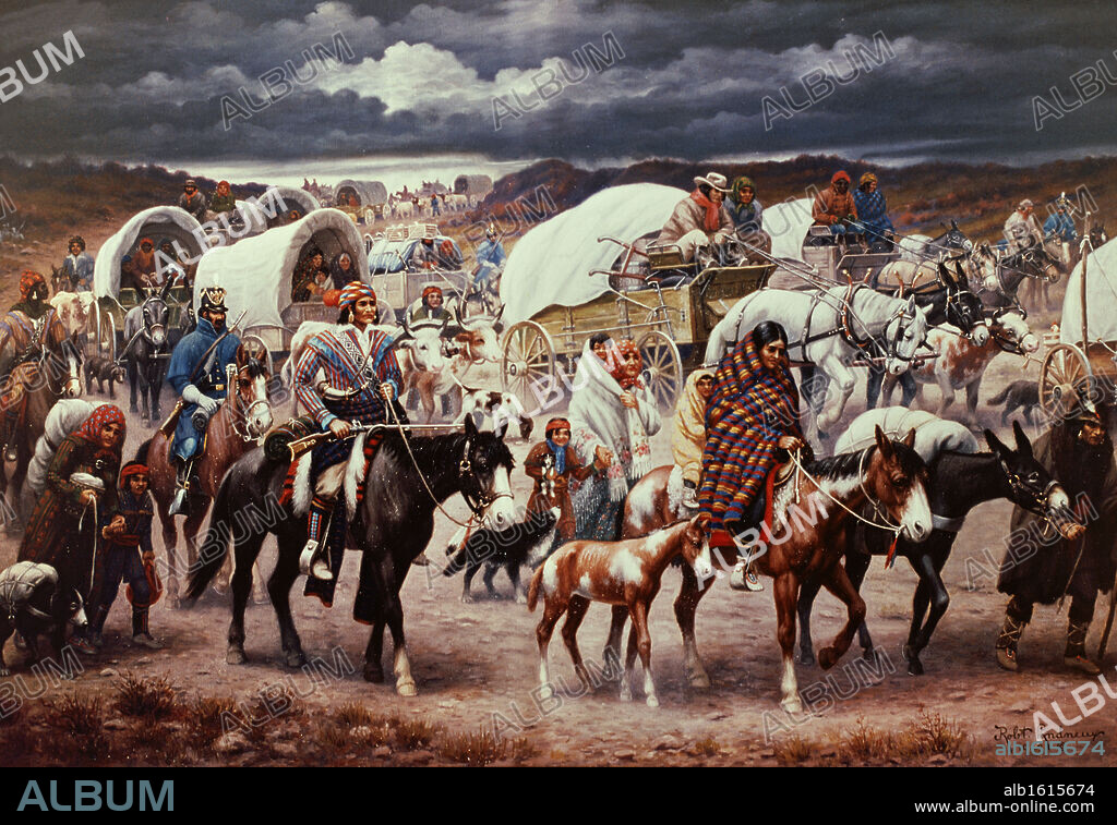 The Trails of Tears by Robert Ottokar Lindneux, 1871-1970, USA, Oklahoma, Bartlesville, Woolaroc Museum.