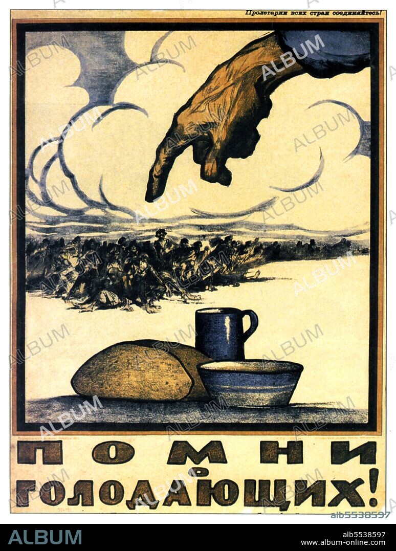 The Russian famine of 1921, also known as Povolzhye famine, which began in the early spring of that year and lasted through 1922, was a severe famine that occurred in Bolshevik Russia. The famine, which killed an estimated 6 million people, affected mostly the Volga and Ural River region. The famine resulted from the combined effect of economic disturbance, which had already started during World War I, and continued through the disturbances of the Russian Revolution of 1917 and Russian Civil War with its policy of War Communism, especially prodrazvyorstka, aided furthermore by rail systems that could not move food around efficiently. One of Russia's intermittent droughts that occurred in 1921 aggravated the situation to the level of the national catastrophe. Hunger was so severe that it was doubtful that seed-grain would be sown rather than eaten. At one point, relief agencies had to give grain to the railroad staff to get their supplies moved. The famine was the justification offered for the Bolsheviks' 1922 confiscation of Russian Orthodox Church property in Russia.