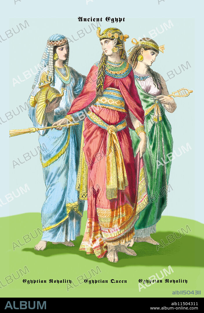 Illustrated plate from the book, "The History of Costume" by Braun & Schneider - c.1861-1880.  The "History of Costume" or "Zur Geschichte der Kostüme" was printed from 1861 to 1880 in Munich by the publishing firm of Braun and Schneider. It was originally published as individual plates in a German magazine titled "Münchener Bilderbogen". Later, these plates were collected and bound into book form. The total publication consisted of 125 pages, with four pictures per pages, for a total of 500 costume designs. These plates consisted of historical dress from antiquity to the end of the 19th century.