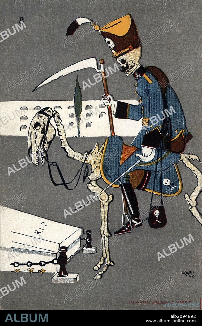 CESáREO "KARIKATO" DEL VILLAR BESADA. Tarjeta postal. Figurines militares, dibujo humorístico de Karikato. Nº 8. Cazadores de Lusitania, 1905.