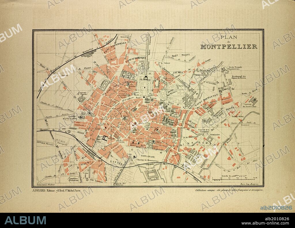 MAP OF MONTPELLIER, FRANCE.