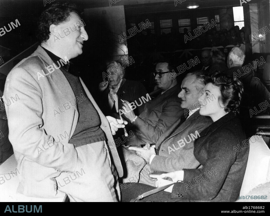 Carlo Levi, Sibilla Aleramo and Alberto Moravia. The writers Carlo Levi, Sibilla Aleramo and Alberto Moravia at the Eighth Congress of the Italian Communist Party held at the EUR in Rome. Rome, 8th December 1956.