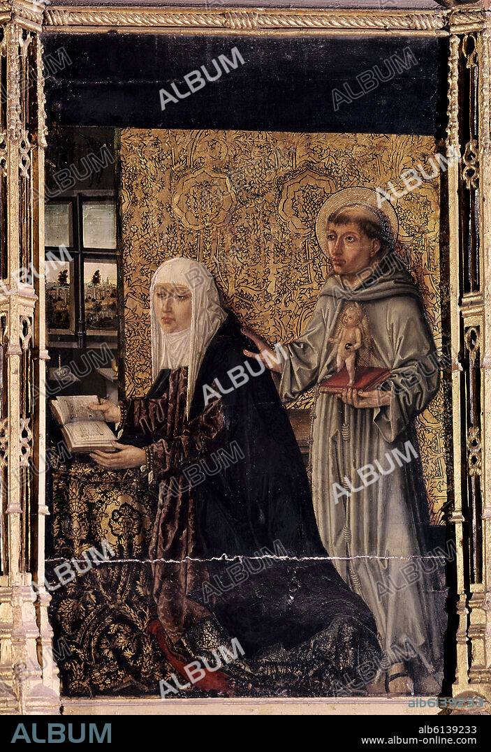 JUAN DE SEGOVIA. CAPILLA DEL CONDESTABLE O DE SANTIAGO - RETABLO MAYOR DE LOS LUNA - DETALLE DE JUANA PIMENTEL ESPOSA DE DON ALVARO DE LUNA - SIGLO XV.
