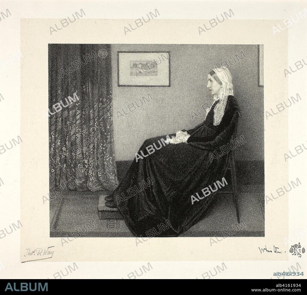Arrangement in Grey and Black: Portrait of the Artist's Mother, after Whistler. Thomas Robert Way (English, 1861-1913); after James McNeill Whistler (American, 1834-1903). Date: 1892. Dimensions: 151 × 168 mm (image); 189 × 209 mm (primary support); 283 × 382 mm (secondary support). Lithograph in black on ivory Japanese paper, laid down on off-white wove paper (chine collé). Origin: England.