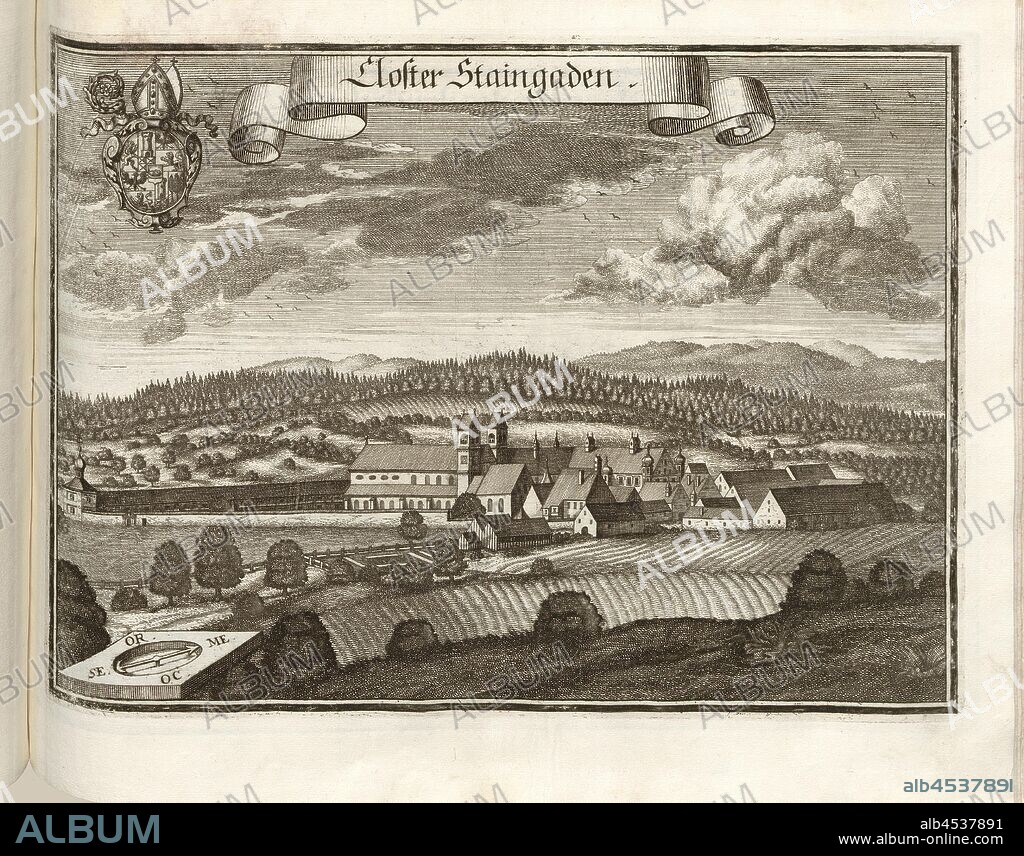 Kloster Steingaden, Monastery Steingaden in Bavaria (Germany), Fig. 174, after p. 96, Wening, Michael (del. et sc.), 1701, Michael Wening: Historico-topographica descriptio. Das ist: Beschreibung, dess Churfürsten- und Hertzogthumbs Ober- und Nidern Bayrn, welches in vier Theil oder Rennt-Aembter, als Oberlands München und Burgkhausen, Underlands aber in Landshuet unnd Straubing abgetheilt ist [...]. Thail 1. München: bey Johann Lucas Straub, gem: lobl. Landtschafft Buchtruckern, anno M.DCCI. [1701].