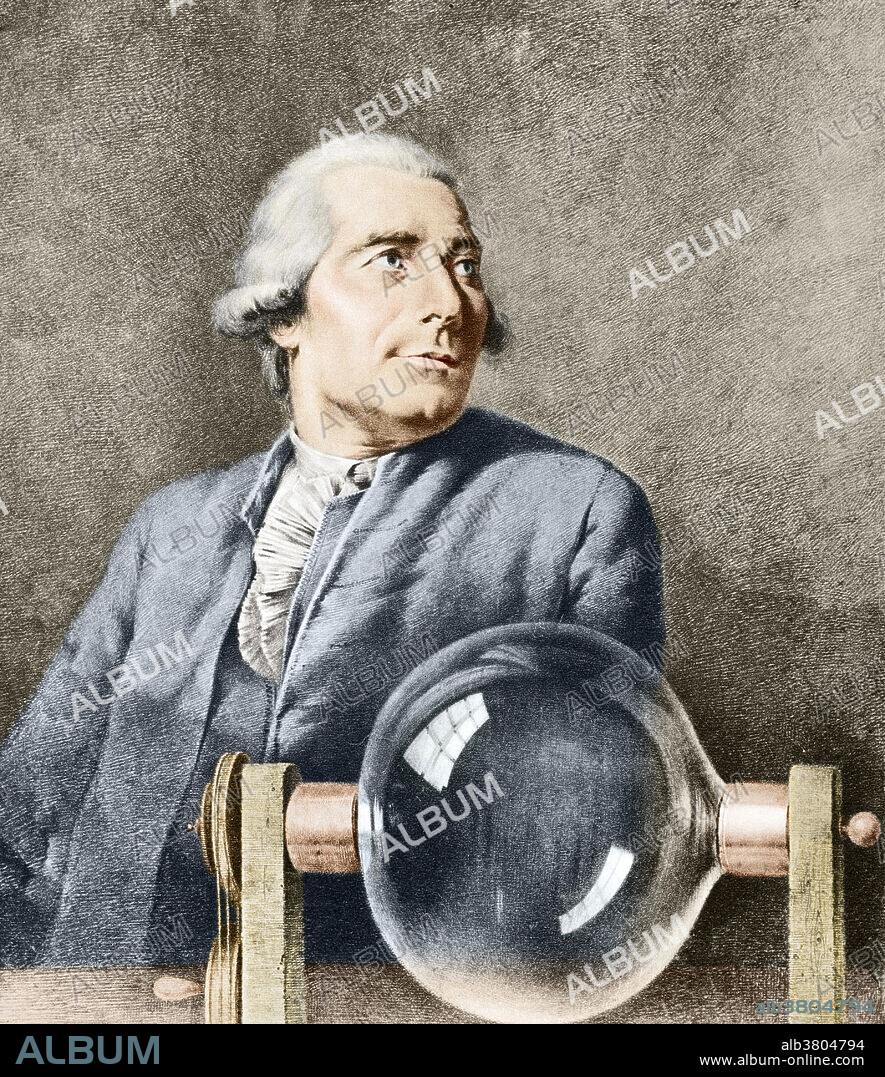 A portrait of Joseph Michel Montgolfier (1740-1810), who, along with his brother Jacques-Etienne, invented the first practical hot air balloon, the montgolfiere.