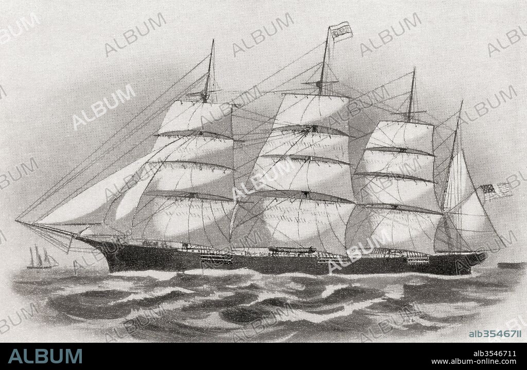The Great Republic, the largest wooden clipper ship ever constructed. From The Romance of the Merchant Ship, published 1931.