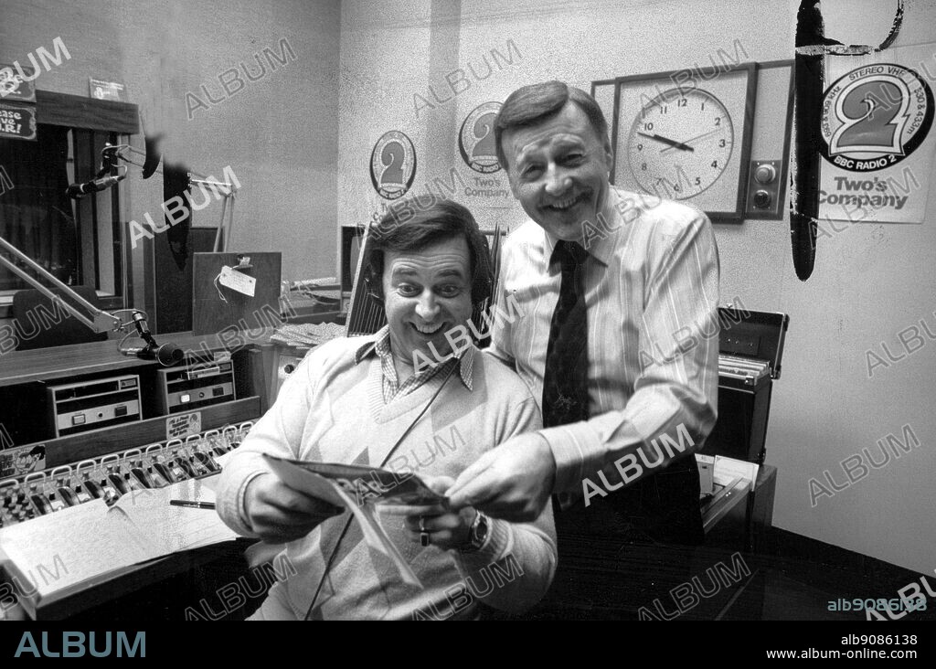 Jimmy Young and Terry Wogan in BBC Radio 2 Studio 1981.