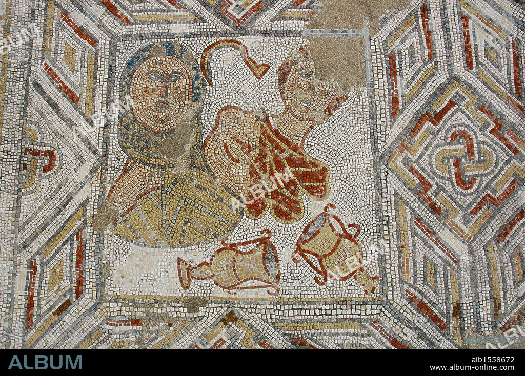 Portugal. Roman ruins of Villa Cardillio. 1st-4th centuries AD. Detail of a mosaic. Environs of Torres Novas.