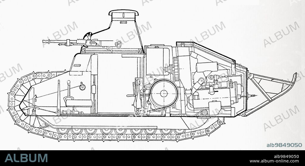 A Renault FT, frequently referred to in post-World War I literature as the "FT-17", "FT17"or Mosquito tank , French light tank.