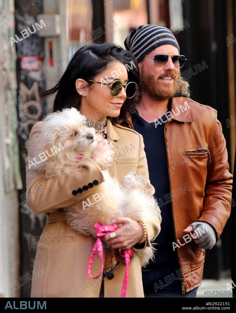 April 24, 2015 - New York, New York, U.S. - Actress VANESSA HUDGENS carries her dog Darla as she leaves her apartment on the way to a performance of Gigi. 24/04/2015