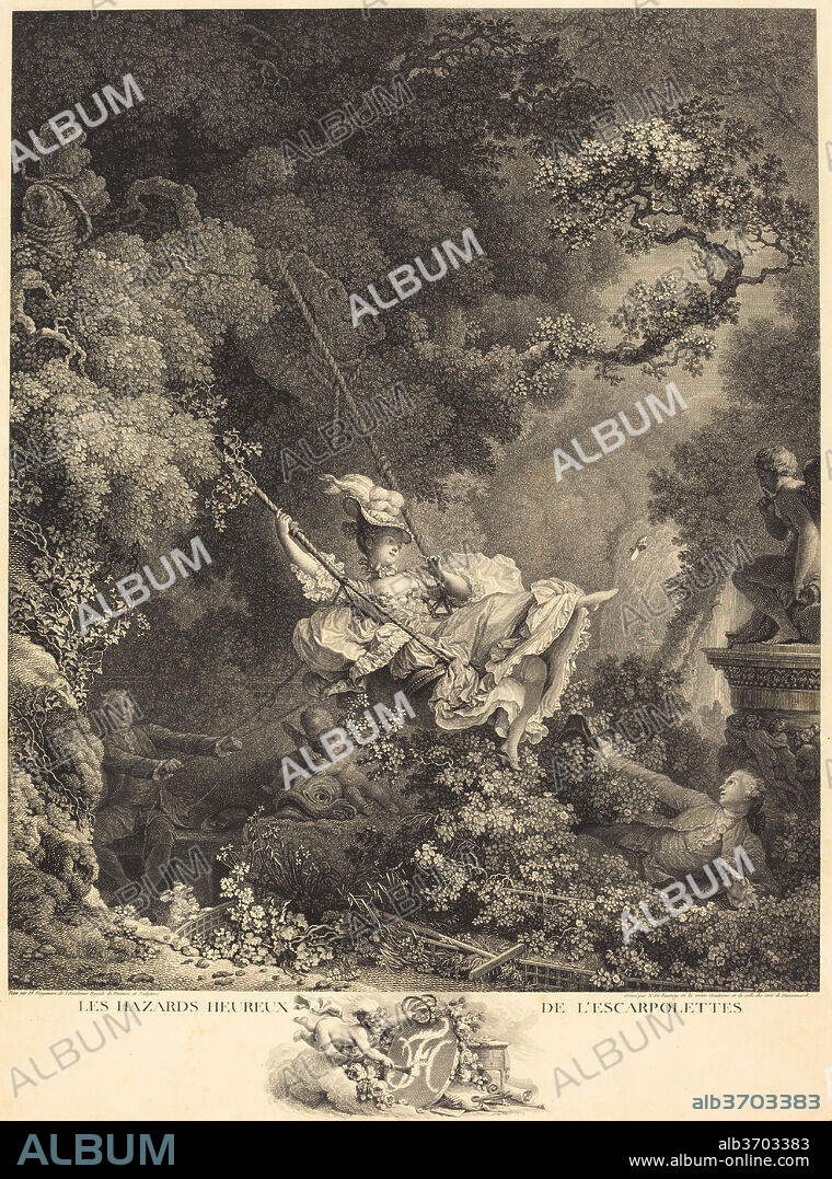 NICOLAS DELAUNAY AFTER JEAN-HONORé FRAGONARD. Les Hazards heureux de l'Escarpolette. Dated: probably 1782. Medium: etching and engraving.