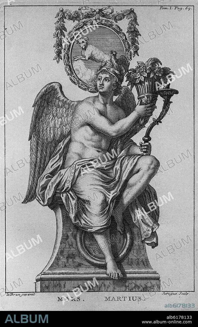 ALEGORIA DEL MES DE MARZO - GRABADO SIGLO XIX.