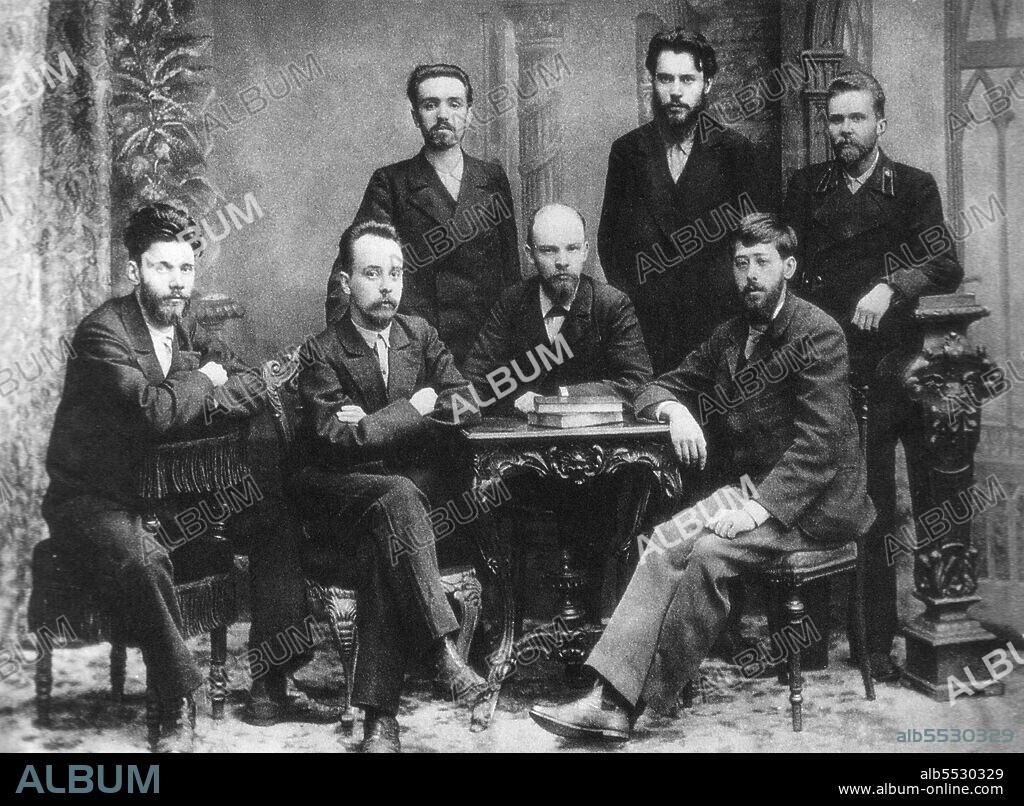 Julius Martov or L. Martov, real name Yuli Osipovich Zederbaum (November 24, 1873 – April 4, 1923) was born in Istanbul in 1873. The son of Jewish middle class parents, he became the leader of the Mensheviks in early twentieth century Russia. This image, taken by Nadezhda Konstantinovna Krupskaya (1869-1939) at St Petersburg in 1897, shows (left to right) standing: A.L. Malchenko, P. K. Zaporozhets, A. A. Vaneyev; and seated: V. V. Starkov, G. M. Krzhizhanovsky, V. I. Ulyanov (Lenin) and Julius Martov.