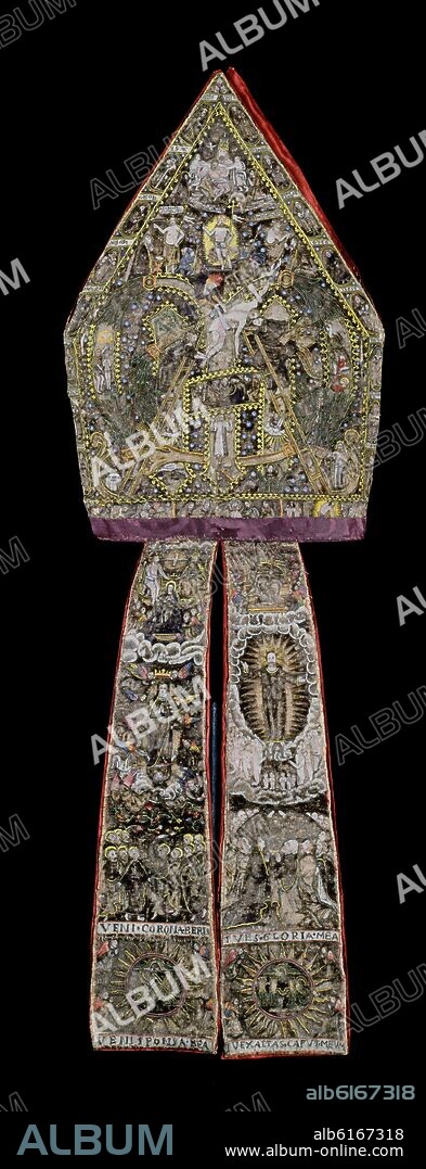 MITRA DE OBISPO DE PLUMAS-S XVI-MANUFACTURA AZTECA-N I 2625.